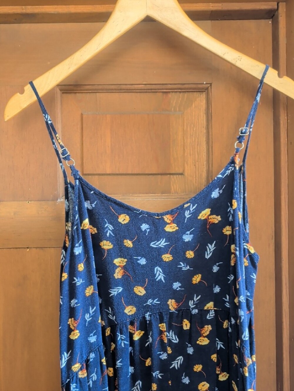 Universal Thread Black Floral Slip Maxi Dress with Orange & Cream Accents - Picture 5 of 6